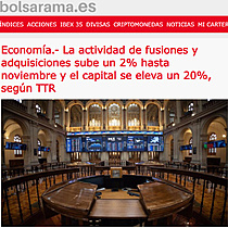 Economa.- La actividad de fusiones y adquisiciones sube un 2% hasta noviembre y el capital se eleva un 20%, segn TTR